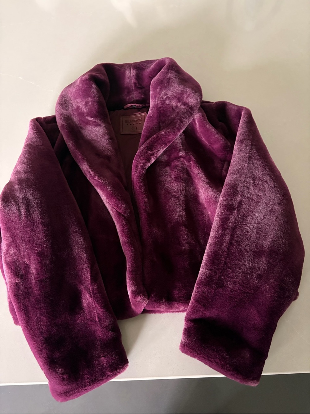 Blank NYC Plush Faux Fur Jacket in Deep Plum